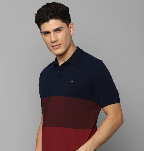 Men Colourblocked Polo Collar Slim Fit Pure Cotton T-shirt